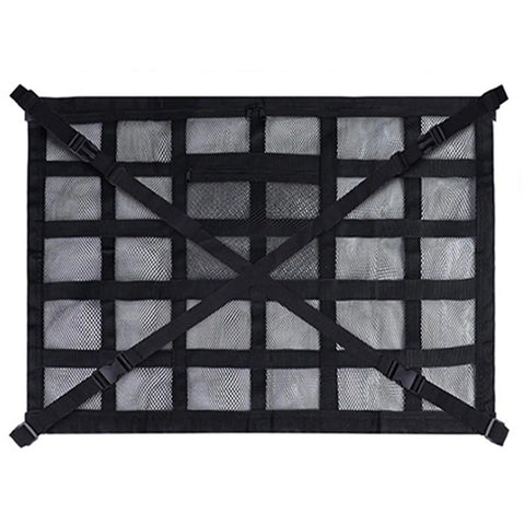Overhead Roof Handle Storage Net With Reinforced Mesh Adjustable Straps Car Organizer large rectangular layout