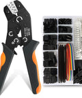 All In One Ratcheting 2.54mm Dupont Crimping Kit With crimp tool and connector set, ribbon cables visible