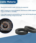 Two Pack FT240-43 Ferrite Toroidal Core For EMI And RFI Suppression, showing two toroids with product features list.