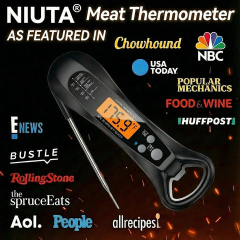 Instant Read Digital Meat Thermometer With Ultra Fast One Second Read, Waterproof Probe, NIST Certified Accurate, Featured