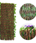 Expandable Fence Privacy Screen For Balcony And Patio Outdoor With Decorative Faux Ivy Fencing Panel And Artificial Hedges In A Natural Willow Look With Purple Flower