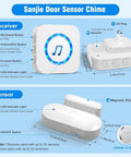 Wireless Door Chime Alarm System With Adjustable Volume And 500 Ft Indoor Range Includes 5 Magnetic Door Sensors And 2 Plug In Receivers Perfect Home Or Small Office Alert Kit No Fuss Setup components diagram