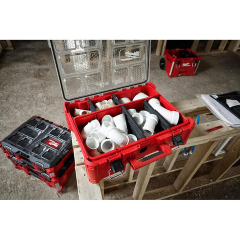 Top Shelf Tool Storage Crate Built Like A Tank For Milwaukee Packout Compatibility Featuring A No Nonsense Fifty Pound Weight Rating And Slick IP65 Weatherproof Shield For Your Daily Grind And Heavy Equipment, with organized PVC pipes.