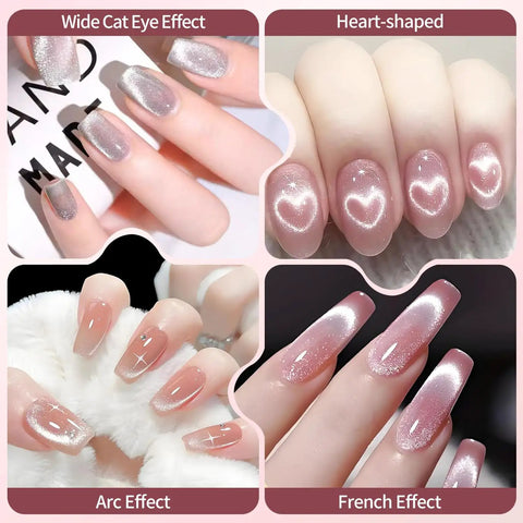 4 Piece Cat Eye Nail Magnet Set Green Dual Ended Magnetic Tools With Round Bead And Heart Magnets for nail art effects