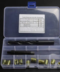 12 Piece M8 By 1.25 Thread Repair Kit With Self Tapping Inserts For Automotive, Military, Home Appliances, Engineering Plastics, And Die Castings, Built Tough To Stop Loosening And Resist Vibration, open case