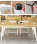 Top Shelf Heavy Duty Steel Table Legs Featuring Badass Industrial Design With Adjustable Rubber Floor Bumpers Solid Rectangular Base to support a wooden table.