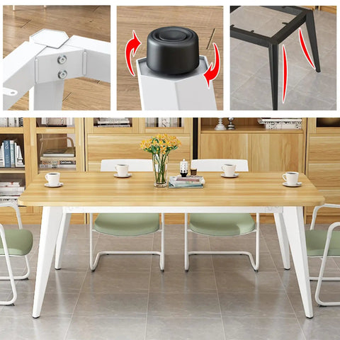 Top Shelf Heavy Duty Steel Table Legs Featuring Badass Industrial Design With Adjustable Rubber Floor Bumpers Solid Rectangular Base to support a wooden table.