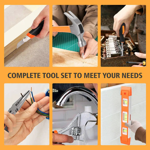247 Piece Home And Auto Repair Tool Kit With Plastic Toolbox Storage Case featuring diverse tools for various DIY projects and repairs