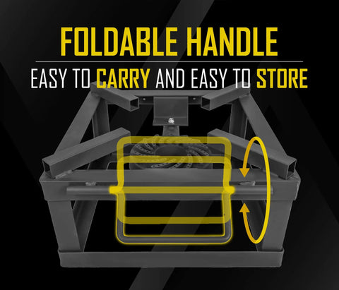 Foldable handle of 12 Inch Block Burner Propane Outdoor Cooker With 100,000 BTU Output for portability.