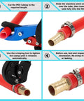 Beast All In One PEX Crimping Tool Kit With 2 In 1 Ratchet Cinch And Removal, PEX tubing, clamp and brass fitting process.