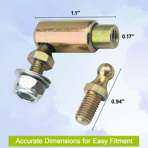 Throttle Disconnect Quick Release Ball Joint Set, 2 Pack, Fast Throttle Linkage Removal And Reattachment, 10-32 Female Threads For Secure, Smooth Operation, Ideal For Tuning And Maintenance, with dimension callouts