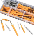 210 Pcs Self-Drilling Screws Set And Wall Anchor Kit For Drywall Brick And Concrete With M5 M6 M8 Sizes Yellow Zinc Plated Carbon Steel Rust-Resistant Heavy-Duty No-Prep Install Do-It-All Mounting, assorted anchors and screws in storage case