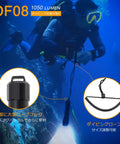 Scuba diver using Waterproof 1000 Lumen LED Diving Flashlight With 150m Range And 9 Degree Narrow Beam, underwater scene