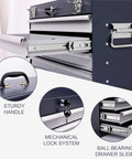 21 Inch Freestanding Rolling Tool Chest With Slick Auto Locking Drawers And Smooth Ball Bearing Slides Heavy Duty Utility Storage Cabinet For Mobile Workspaces And Daily Grinds Antique Grey with sturdy handle and mechanical lock.