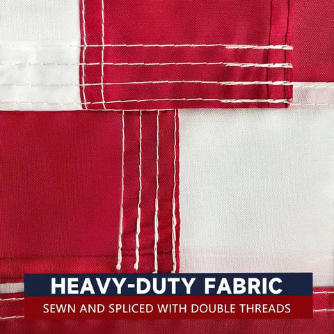 Close-up of Heavy Duty Outdoor US Flag 2.5x4 Ft With Embroidered Stars And Sewn Stripes showing reinforced stitching detail.