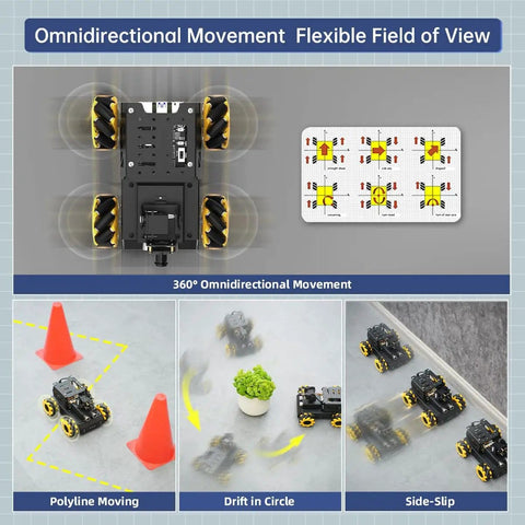 2DOF HD Camera AI Vision Robot Car With Mecanum Wheels For Python Coding Open Source DIY Kit For Beginners And Teens