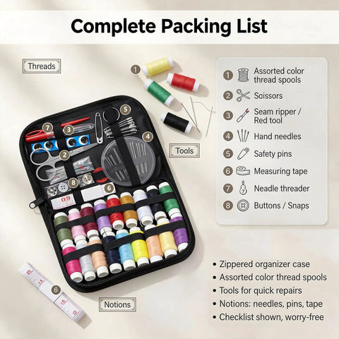 2026 Upgraded Removable Stitch Book Kit With Extra Thick Threads, Needles, Threader, Thimble Sewing Tool, 108 Patterns