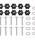 Pro Grade T Track Knob Kit Set with plastic star knobs, quarter inch by twenty threads carbon steel bolts, stainless washers