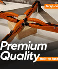 Orange 10 Piece Locking Pliers And Clamp Set with steel frame gripping a wooden block