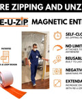 Magnetic Dust Barrier Entry Strip Kit For Plastic Sheeting Hands Free Self Closing Zipper Alternative product image