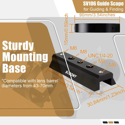 Sturdy mounting base for 60mm Guide Scope With Helical Focuser For Pro Grade Astrophotography Finder Included Multi Use Telescope Kit