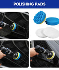 45 Piece Car Detailing Kit Beast With Pro Brush Set showcasing drill polishing pads on car surface
