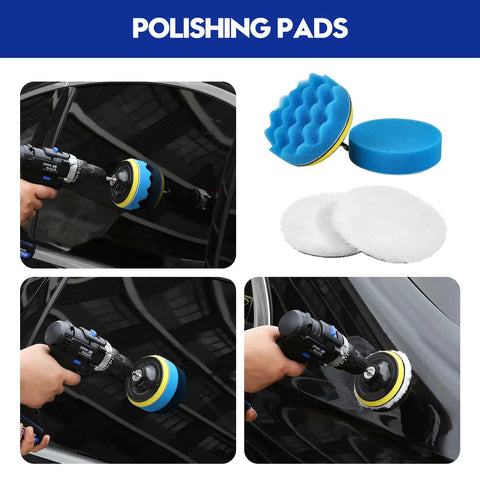 45 Piece Car Detailing Kit Beast With Pro Brush Set showcasing drill polishing pads on car surface