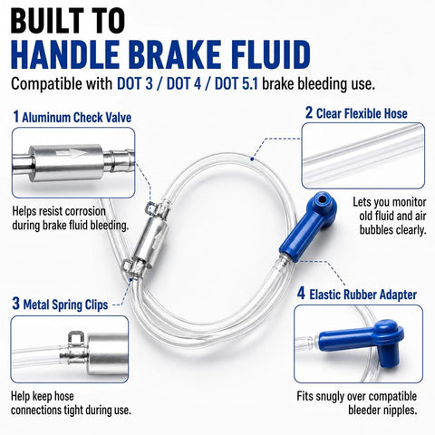 Two Pack Brake Bleeder Hose Kit For Cars And Motorcycles One Person Brake Fluid Bleeder Hose With One Way Valve shown