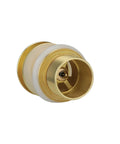 Slick Brass Freestanding Tub Drain Featuring Smooth Pop Up Plug Brushed Gold Hardware Fits Almost Every Standalone Tub Kit showing the brass drain body.