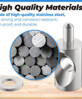 Two Pack Shower Door Pivot Hinge Pin Kit With 5/16 Inch Washers Heavy Duty Stainless Steel Hardware close-up of stainless steel pin and washer.