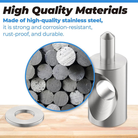 Two Pack Shower Door Pivot Hinge Pin Kit With 5/16 Inch Washers Heavy Duty Stainless Steel Hardware close-up of stainless steel pin and washer.