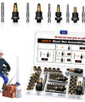 Ultimate Rivet Nut Tool Set Kit With Carbon Steel Body M3 Through M8, 50 Piece Metric Rivet Nut Setter Kit For Creating Threads In Thin Materials, Durable Case For Easy Storage And Fast Pro Grade Repairs, M3-M8 tools in case