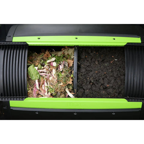 City Sleek Two Stage Compost Tumbler For Fast, Foolproof Outdoor Composting With Aeration Holes, Rust Proof Metal Plastic Build