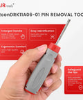 Hand holding a tool from the 6 Piece Deutsch Pin Removal Tool Kit for DT DTP DTM HDP20 HD30 DRC Series Connectors Pin Extractor Tools