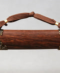Close-up of natural grain rosewood scabbard of Folded Steel Dao Sword With Phoenix Motif, Handmade High Carbon Blade With 32,768 Layered Steel.