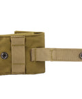 Khaki Outdoor Utility Gear Bag Pouch With Cigarette Holder Case And Belt Clip shown unfolded, made of durable nylon.