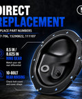 Rear Differential Cover With Gasket For Chevy GMC Sierra Tahoe Yukon Blazer Jimmy S10 Sonoma Suburban C1500 K1500 1998 2008 Models Heavy Duty Steel Construction Direct Bolt On Upgrade Kit black steel 8.5/8.625 in 10-bolt rear housing