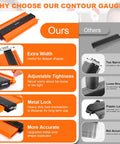 Comparison chart showing Contour Gauge Tool With Lock 5 Inch And 10 Inch Measuring Scribe for precise profile duplication.