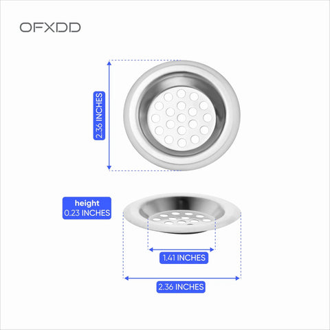 Hair Catcher For Shower Drain And Sink Strainer, Compact 2.5 Inch Flat Cover design with precise dimensions and drainage holes.
