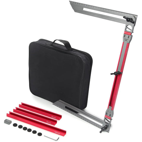 Dead On Adjustable Stair Tread Template Tool Hella Durable Aluminum Stair Scribe with carrying case and measurement rods.