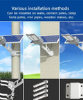 Hella Bright 10000W Solar Street Light With Remote Control IP65 Waterproof Dusk To Dawn showing various installation methods on poles and walls.
