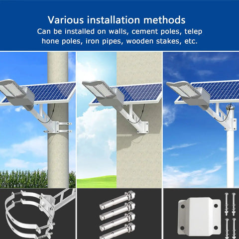 Hella Bright 8000W Solar Street Lights With Remote Control IP65 Waterproof LED Flood Lamp Dusk Till Dawn Sensor installation methods.