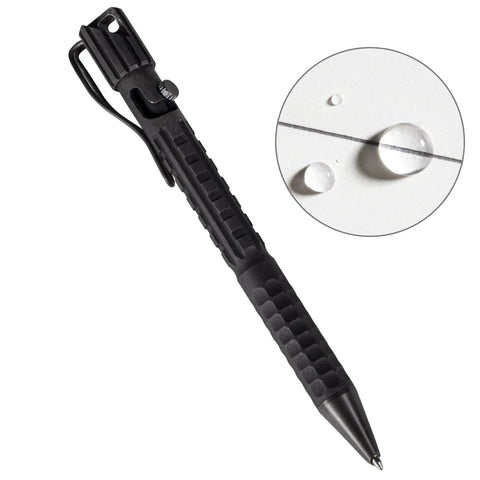 All Weather Readiness Metal Tactical Pen With Bolt Action Clicker Glass Breaker Tip Heavy Duty Aluminum Body Black Ink