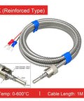 K Type And J Type Thermocouple Temperature Sensor With Adjustable Probe For Industrial Heaters And Injection Molding Machines Pt100 Compatible 0 To 600 Degrees Range With 1M Cable Heavy Duty Industrial Grade