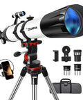 High Powered 90mm 800mm Refractor Telescope For Adults With Fully Coated Optics, Large Aperture For Bright, Clear Moon And Planet Views, Easy Setup For Stargazing, Rich Color, Strong Contrast, with tripod and accessories