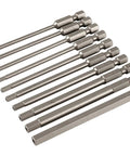 Heavy Duty Security Hex 90mm Power Blade Set Ten Piece for Precision Fastener Drive with pro-grade wrench kit on white background