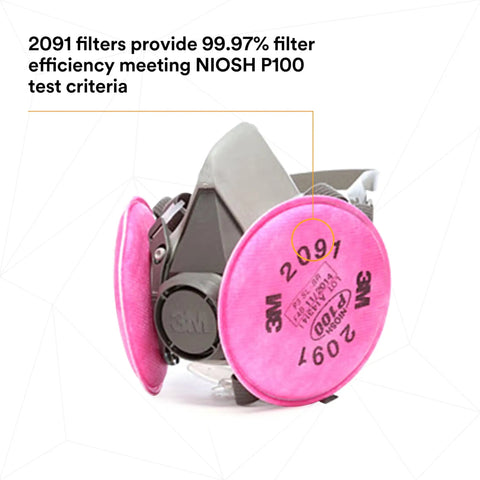 Half Facepiece Respirator Kit P100 For Welding And Soldering, NIOSH Approved, Lightweight And Comfortable, Large Size, Includes 2091 Particulate Filter, Reusable Safety Gear For Asbestos And Dust