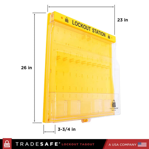 Lockout Tagout Station Unfilled Loto Kit Board With Wall Mount And Transparent Lockable Cover Industrial Grade Polycarbonate Construction Secured Storage For Loto Equipment No Devices Included