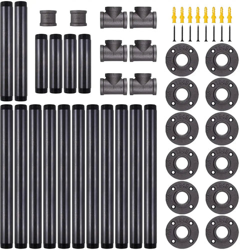 Industrial Pipe Desk Legs Set 42x28 Inches With Iron Cast Finish, Easy Install Steel Piping, DIY Wooden Computer Furniture Parts