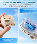 Close-up of Portable Bladeless Clip On Fan For Waist Or Shirt Hands Free Personal Neck Wearable Cooling Fan with 900mAh battery